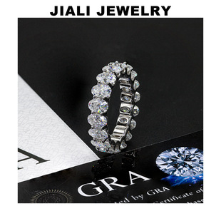 Moissanite Full Set Oval Diamond Silver Rings Middle Finger and Index Finger Ring for Men and Women Fashion Personalized Overlapping Accessories