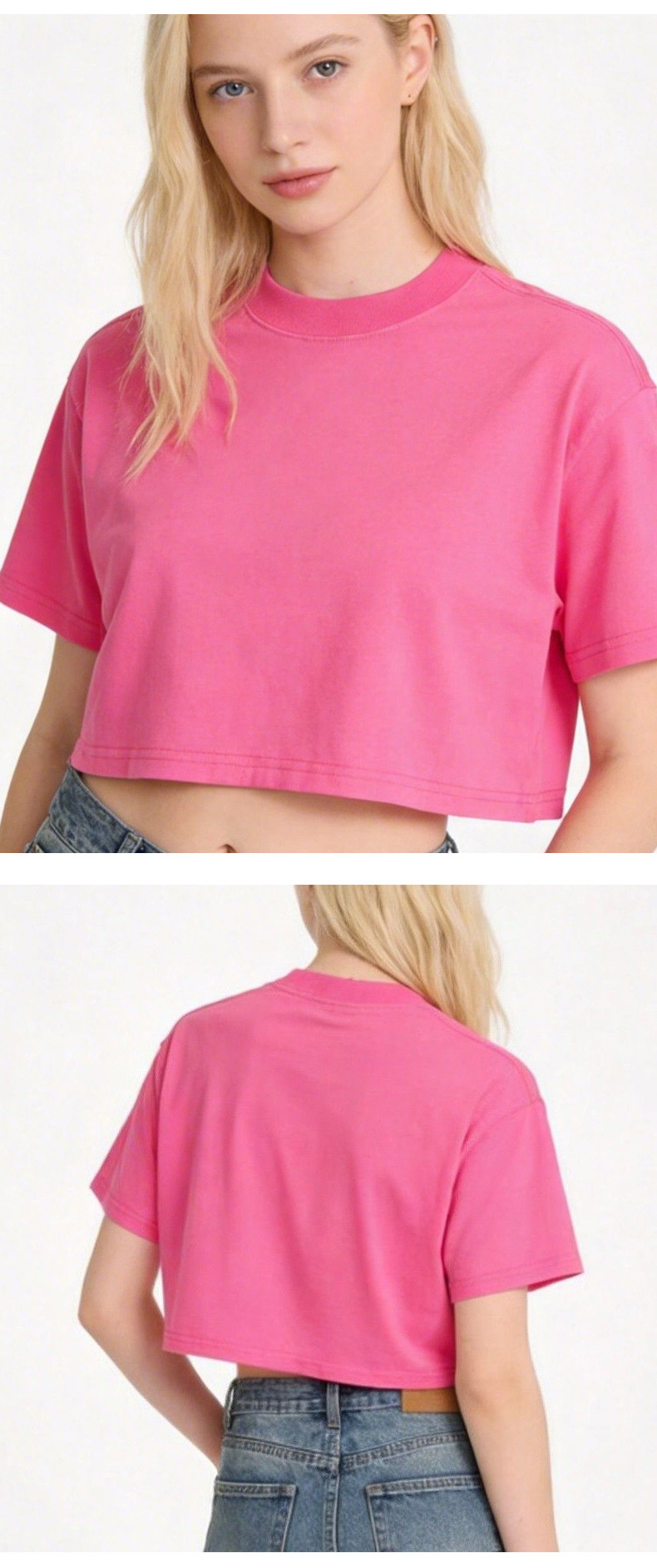 Summer Loose Round Neck Short T-shirt With Exposed Navel, Casual Solid Color Short Sleeved Shirt_ecoleips.com