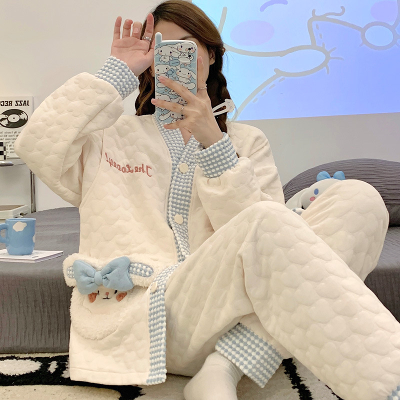 月子中心套裝孕婦睡衣秋冬春天懷孕期産前後喂奶哺乳家居服女套裝