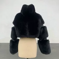 Новое зимнее женское короткое пальто из искусственного меха, теплое модное пальто из искусственного меха лисы