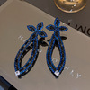 Silver needle, zirconium, crystal from pearl, design earrings with tassels, flowered, European style, high-quality style