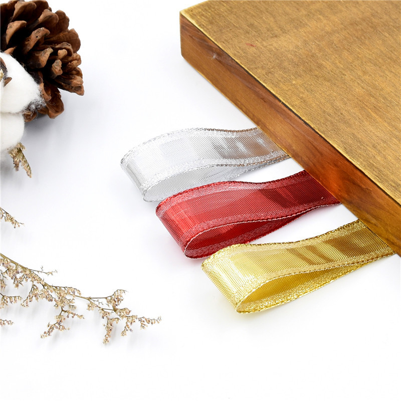 Transfronterizo nuevo color de Navidad tejido de cebolla dorada caja de regalo empaque de cebolla dorada de plata fina cinta 2 alambre de hierro 10 yardas