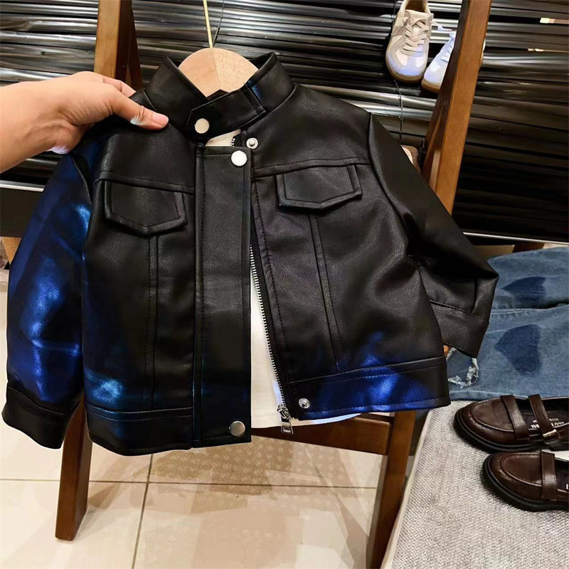 秋の女の子のファッショナブルなレザージャケット 2025 秋の新しい子供のレザージャケットベビー多用途ファッションレザージャケット|undefined