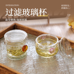 ガラス製茶器、携帯用急須、紅茶用二耳フィルター付き急須、高温耐性