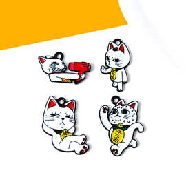 跨境卡通招财猫动漫胆大党人物diy滴油合金钥匙扣耳环挂件吊坠