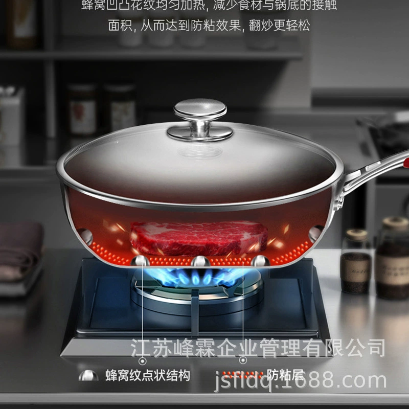 Кастрюля Conobak для жарки и тушения универсальная, 316L нержавеющая сталь, плоское дно, для дома, с малым дымообразованием, с двусторонним узором