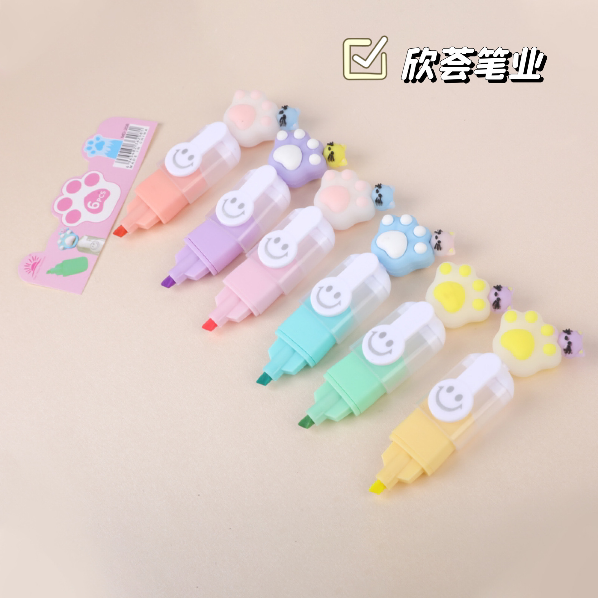 Chica gato garra forma ins mini 6 colores macaron resaltador traje color claro Estudiante marcador de color