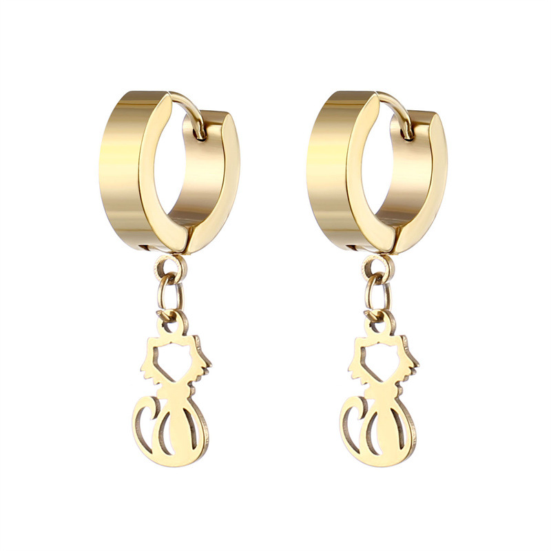 1 Piece Simple Style Cat Plating Stainless Steel Drop Earrings display picture 5