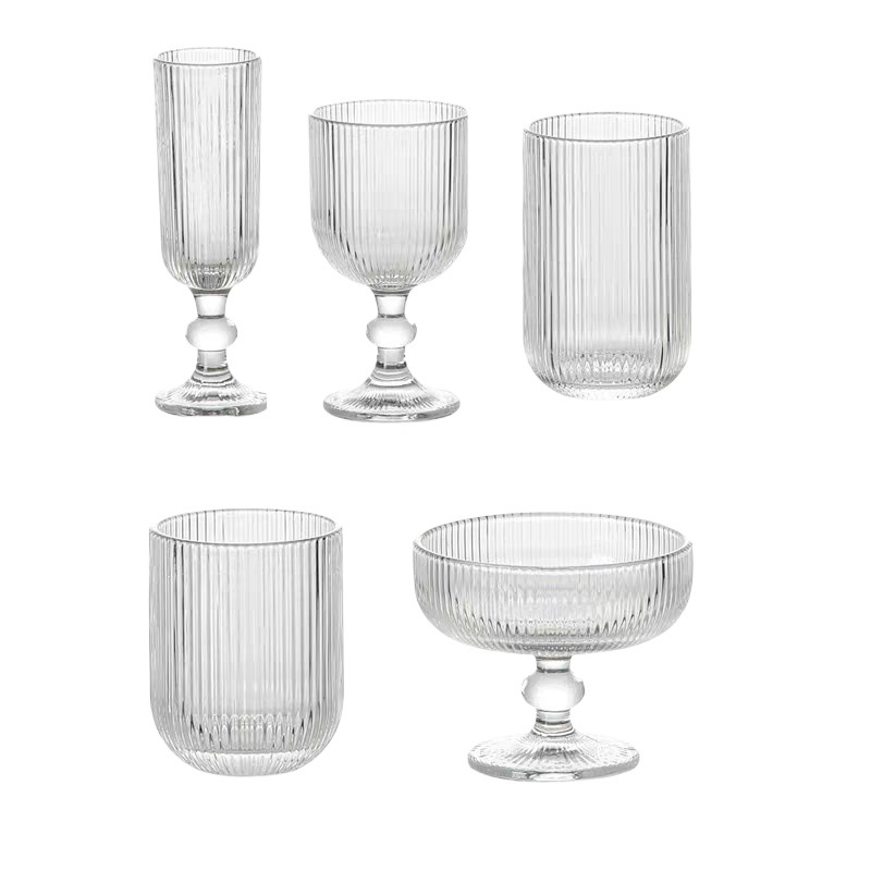 Retro ins viento vertical taza de helado de pie alto taza de helado de pie alto taza de postre de vidrio taza de jugo taza de agua