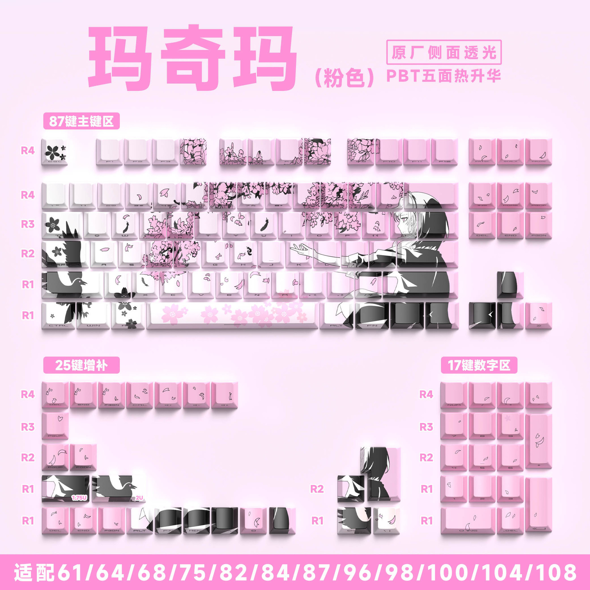 마키마 핑크 오리지널 사이드 각인 129키 영문 [박스형]