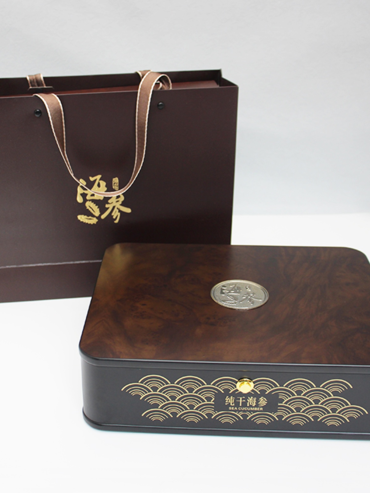 Caja de regalo de pepinos de mar, caja de embalaje de pepinos de mar, medio jin, caja de regalo de pepinos de mar secos, caja de madera, soporte personalizado