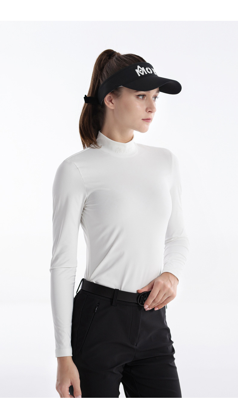 Áo thun dài tay nữ golf cổ tròn khóa kéo vô hình sau lưng — M23YF020-Áo màu trắng, M23YF022-Áo mặc trong màu đen, M23YF022-Áo mặc trong màu trắng, M23YF020-Áo màu đen chi tiết 19