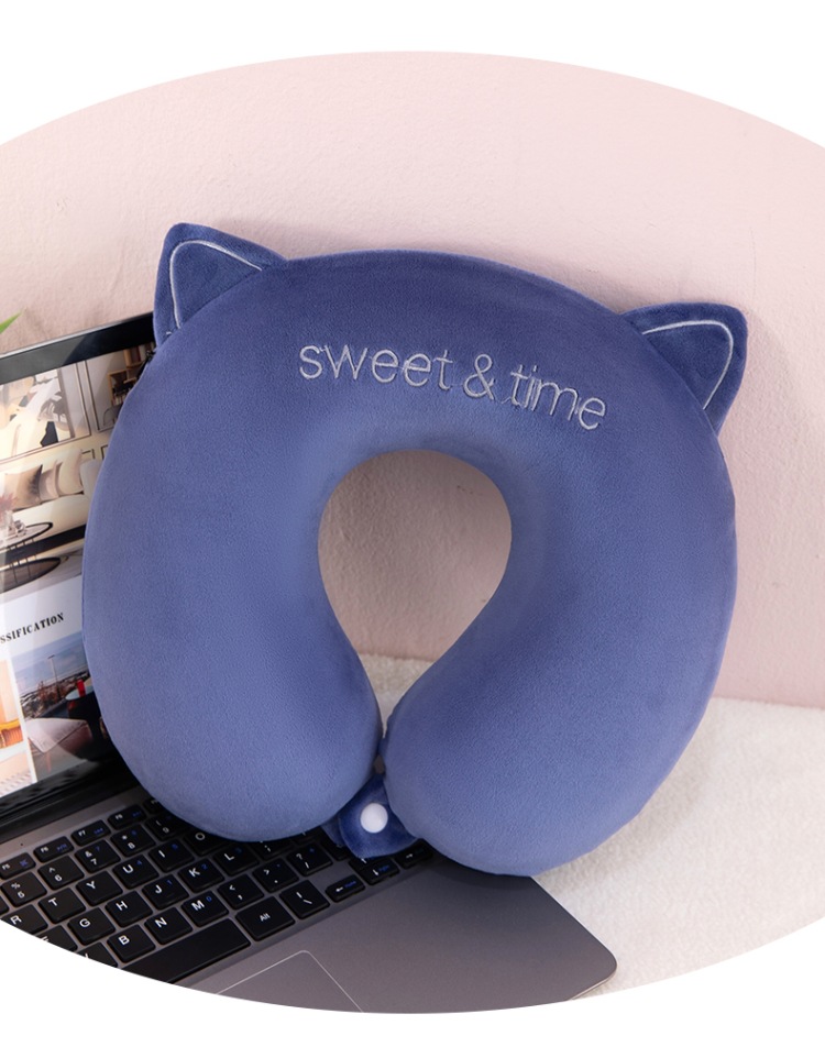 Coussin de voyage en forme de u avec motif chat pour le cou_voghion.com