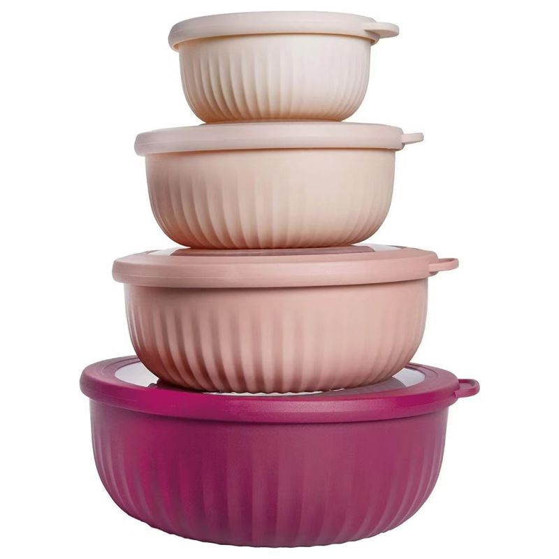 국경 간 뜨거운 판매 8 조각 중첩 플라스틱 그릇 세트 플라스틱 뚜껑 크리스퍼 냉장고 크리스퍼 도시락 상자