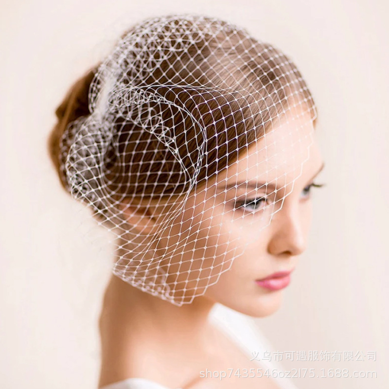 Foreign Trade European and American Style Bride White Big Eye Mesh Hair Accessories Wedding Dress Veil Pearl Headwear Retro Celebrity Headwear Foreign Trade European and American Style Bride White Big Eye Mesh Hair Accessories Wedding Dress Veil Pearl Headwear Retro Celebrity Headwear