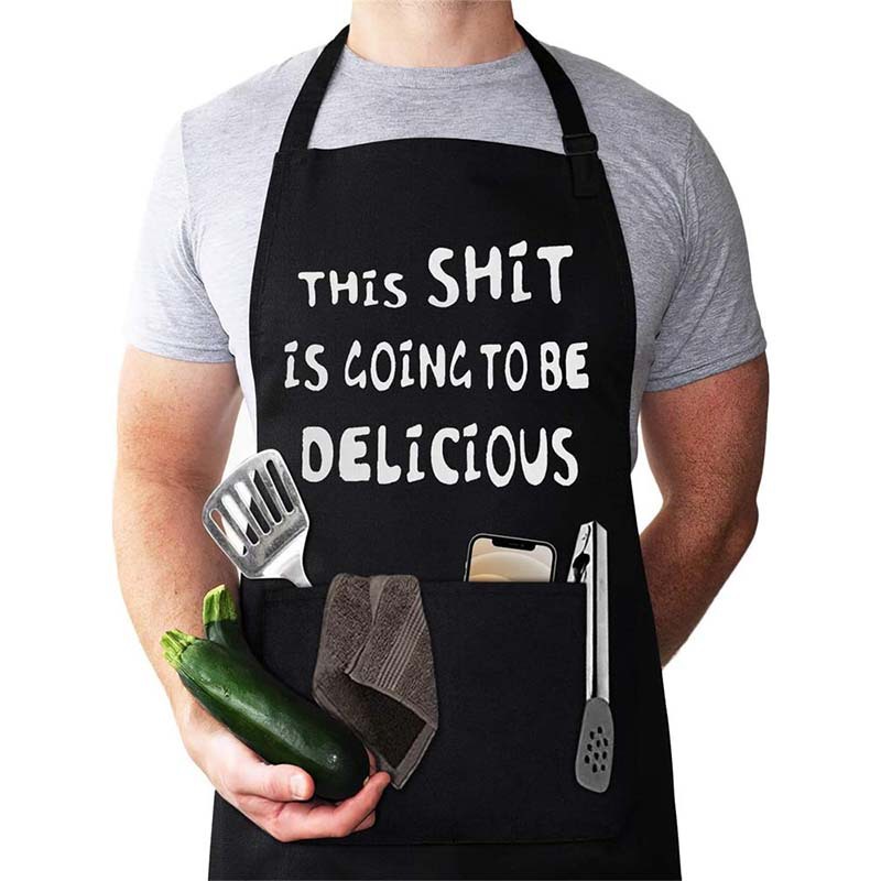 Delantal de poliéster con cuello halter para tiendas de té con leche y cafeterías, delantal de poliéster con cuello halter para trabajo, directo de fábrica