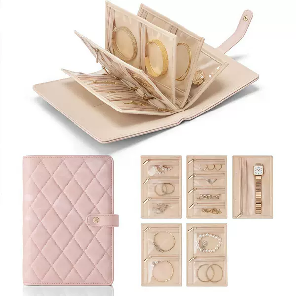 Cross-Border New Leather Loose-Leaf Jewelry Storage Book Large-Capacity Jewelry Storage Bag Earrings Necklace Light Luxury Anti-Oxidation