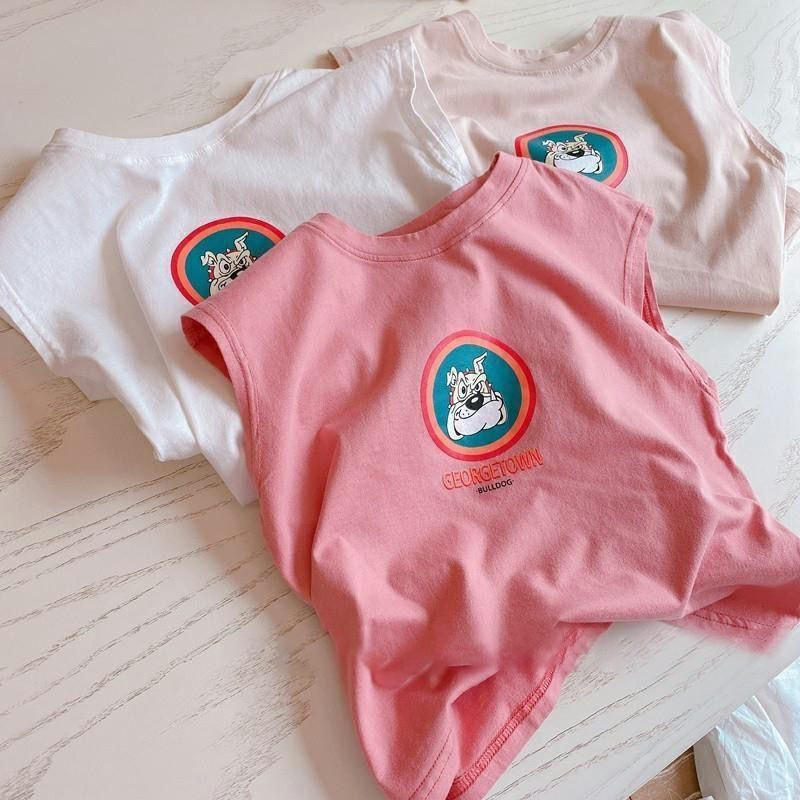 Children's Summer Tank Top for Girls, Baby Fashion, Popular and Trendy, Children's Personalized Streetwear, Korean Style, Cartoon Pure Cotton Cute Sleeveless T-Shirt