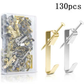 130 件30图片挂钩 – 多功能图片挂钩套件干式墙木制墙壁图片挂钉