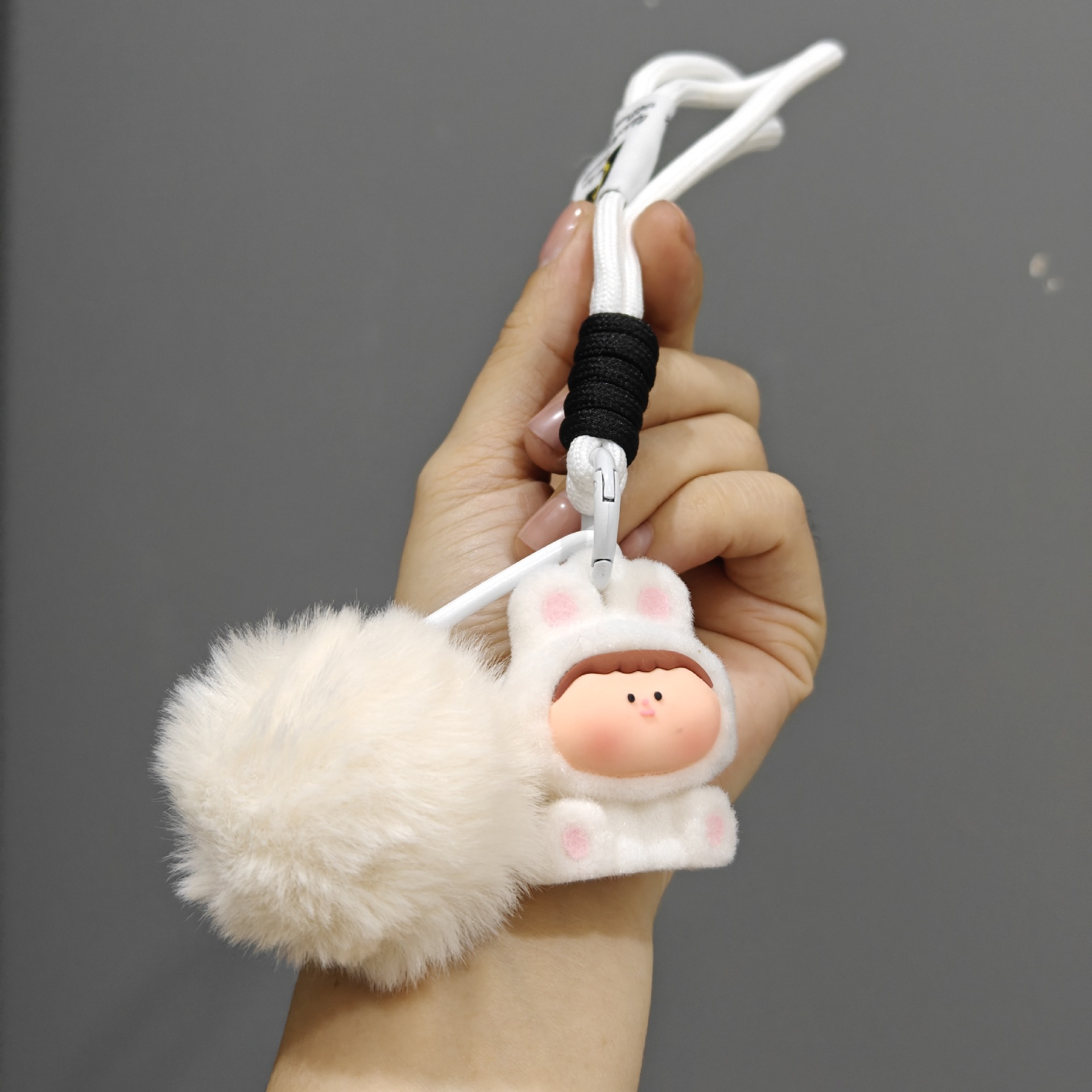 Caricatura floc amarelis llavero de automóvil pareja colgante bolsos creativos colgar garra máquina regalos al por mayor