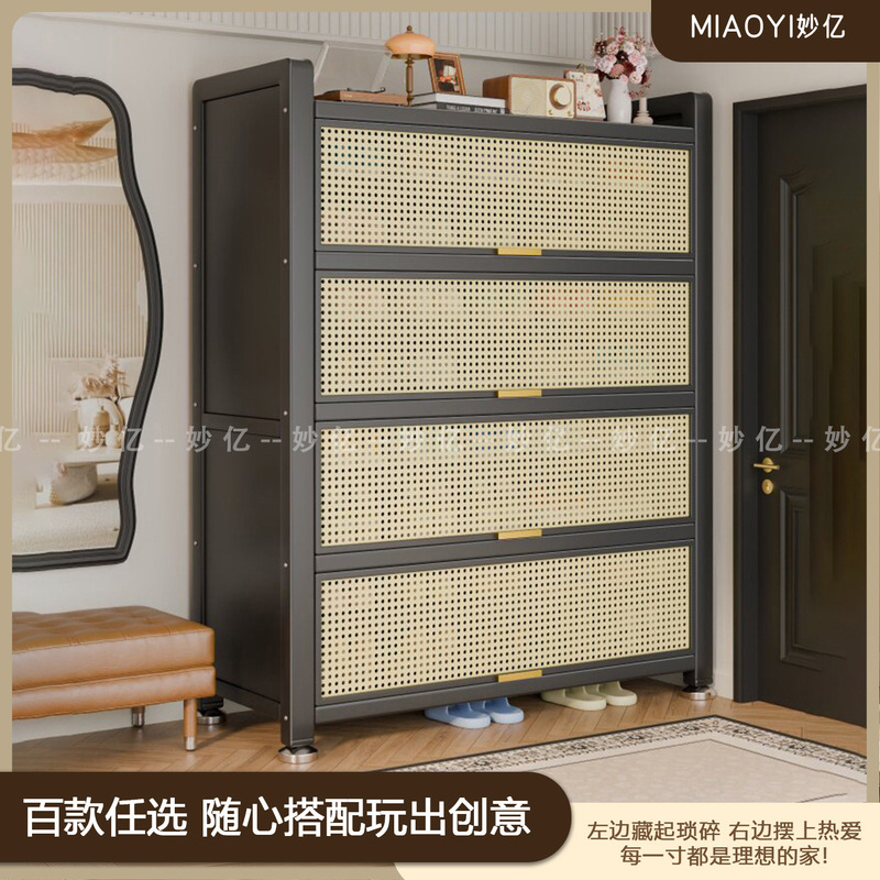 Steel Shoe Cabinet for Home Use, Wall-Mounted Integrated Multi-Layer Storage Cabinet for Entryway, Large Capacity Floor-Standing Dust-Proof Shoe Rack