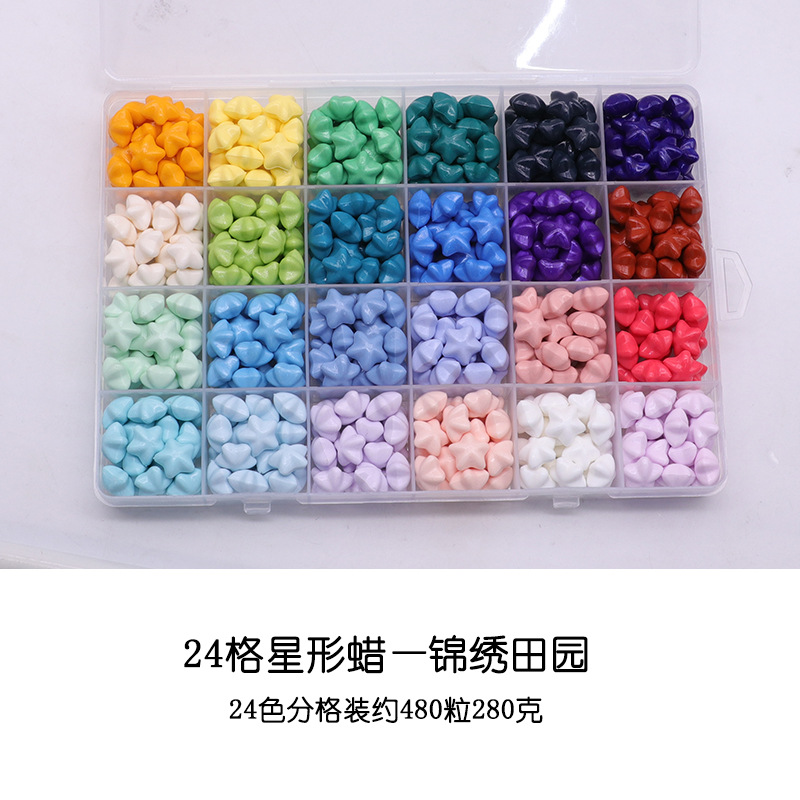 Juego de Perlas de Cera para Sellos de Estrella, 24 Rejillas, Serie de Colores Macaron, Perlas de Cera para Sellos de Pentagrama Baratas, Colores Mezclados