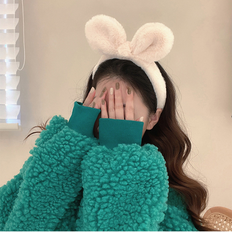 Plush Rabbit Ears Headband Khaki