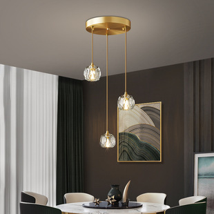 All-Copper French Mid-Century American Retro Dining Room Chandelier Cream Light Luxury Bar Island Minimalist Creative Crystal Chandelier