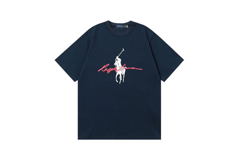クロスボーダー 25ssRL Laff's 高品質刺繍ロゴ ルーズコットン 半袖 メンズ レディース おしゃれで万能なTシャツ|undefined