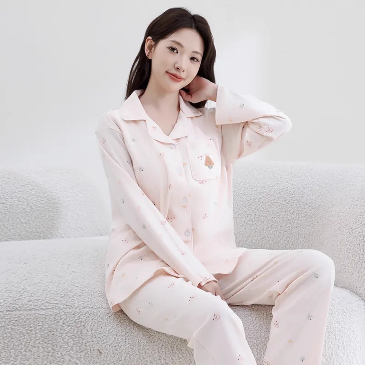 【no padding】sakura pink (220gsm, double-sided brushed, 100% long-staple cotton)