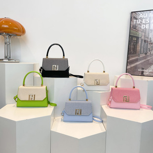 Wholesale Korean Fashion Lock Portable Small Square Bag Women's Bag 2025 Summer New Contrast Color Shoulder Bag Commuter Crossbody Bag