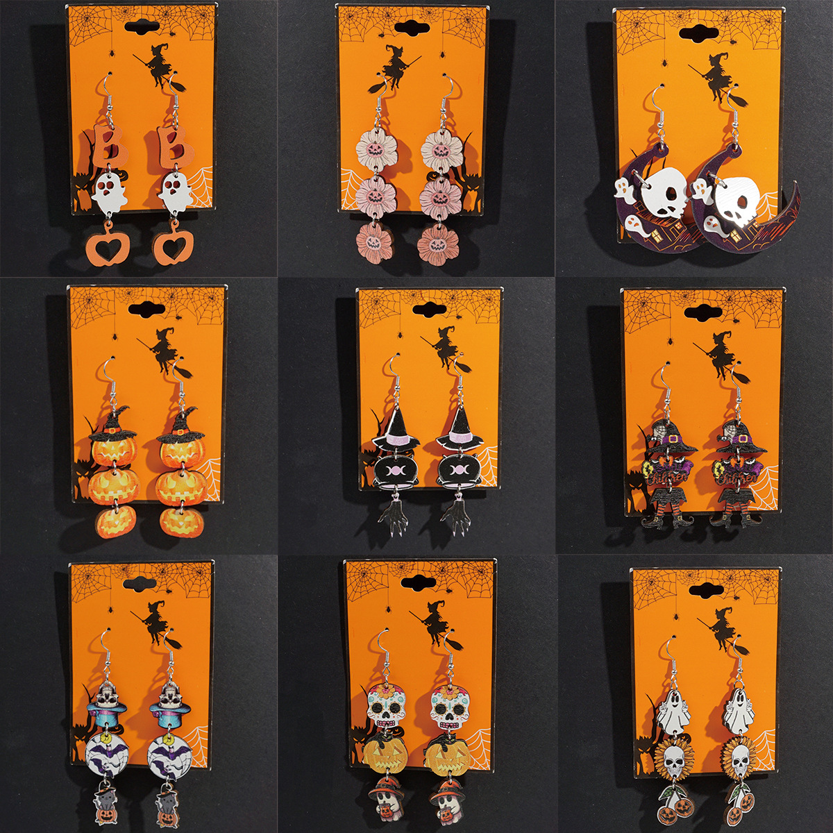 7g Weight Iron Ear Needle Material Drop Earrings Classification 1 Pair Quantity Daily, Festival Occasion Wood Material Halloween Festival Pumpkin, Letter, Ghost Pattern Women's Gender Funny, Simple Style Style 1 Pair Halloween Funny Simple Style Pumpkin Letter Ghost Wood Drop Earrings 无