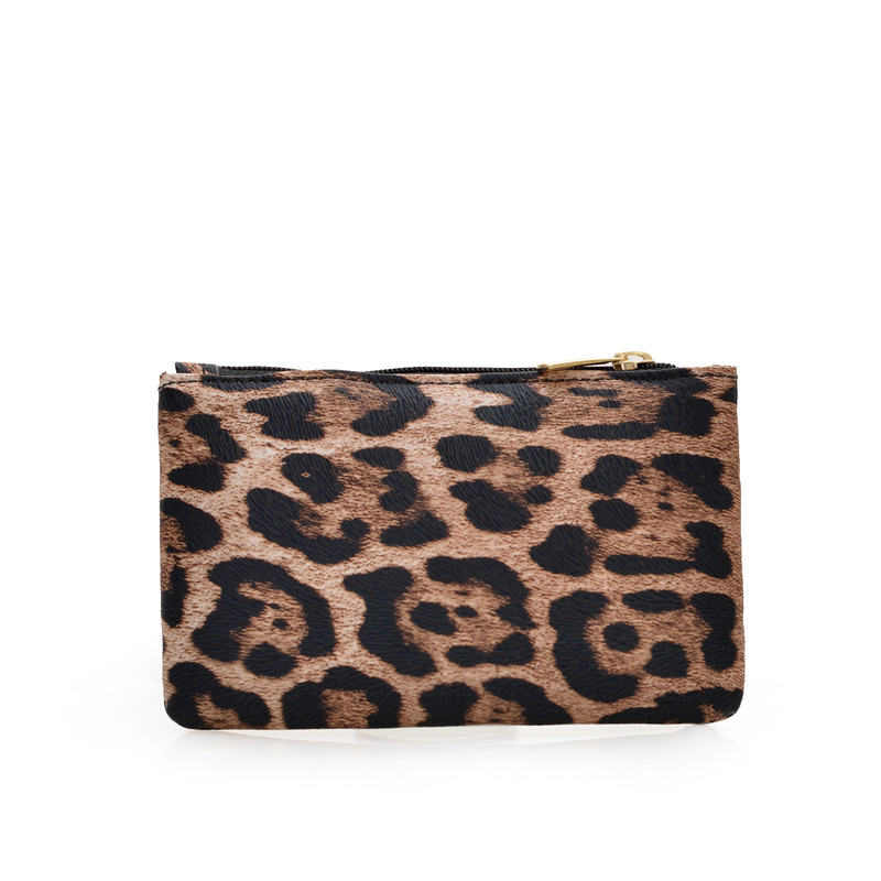 Cross-border short zipper simple ultra-thin coin purse men's and women's new lychee print leopard print ID card coin bag Cross-border short zipper simple ultra-thin coin purse men's and women's new lychee print leopard print ID card coin bag