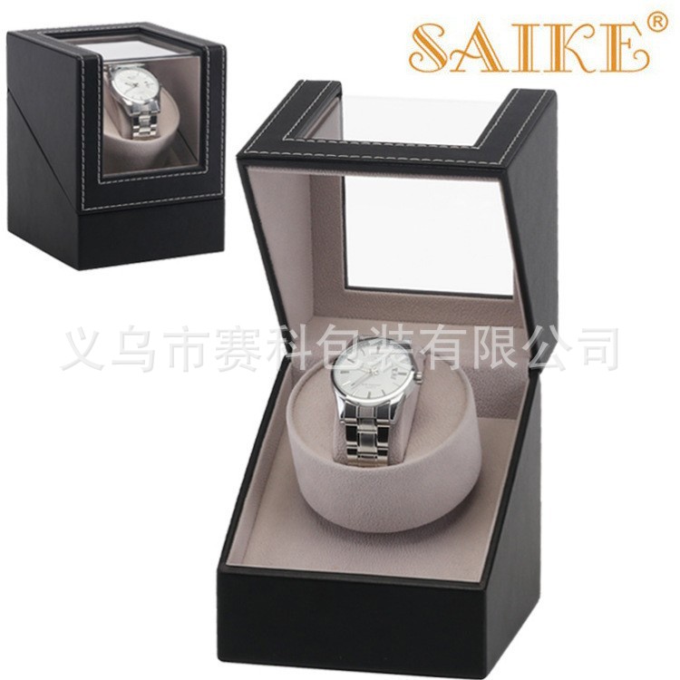 现货批发PU皮革迷你版单头单只装电动自动上链手表盒旋转电动表