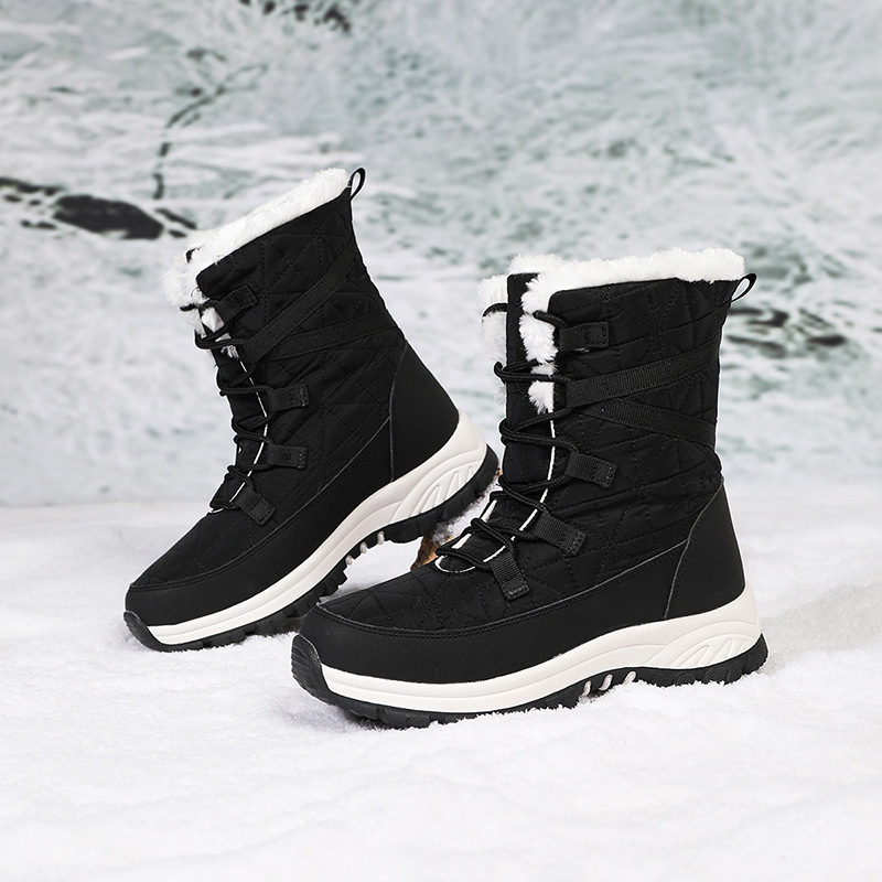 Botas de Nieve de Caña Media para Mujer, Cuero Sintético, Térmicas e Impermeables para Nieve