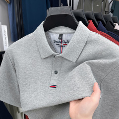 100% 純綿重ポンド220g男性poloシャツ夏の新刺繍純色快適tシャツ半袖男