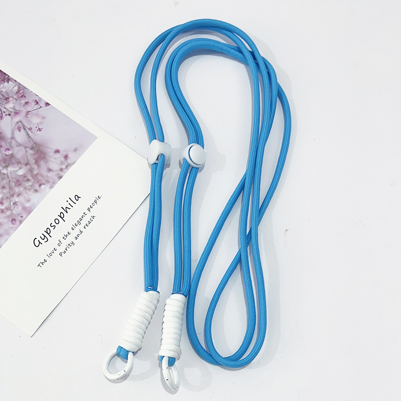 조정 가능한 긴 로프 - 흰색 매듭이 있는 파란색 로프