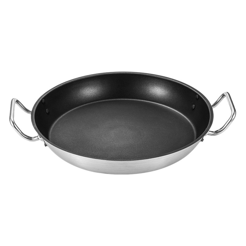 Cocina occidental antiadherente plana sartén Placa de carne de acero inoxidable compuesto inferior sola manija sartén Cocina de Inducción de gas Universal