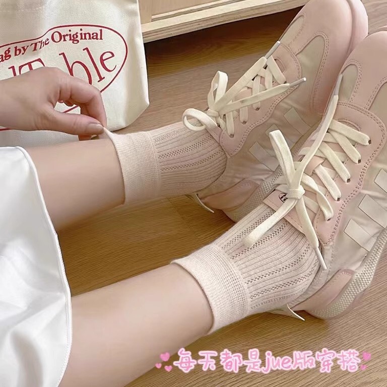 Socks Women's Socks Cotton Thin Mesh Short Tube Spring and Summer Collocation Small Leather Shoes Miu Style Ballet Style White Thin