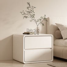 uqm多功能奶油风小型实木床头柜卧室简约现代创意极简高级轻奢感