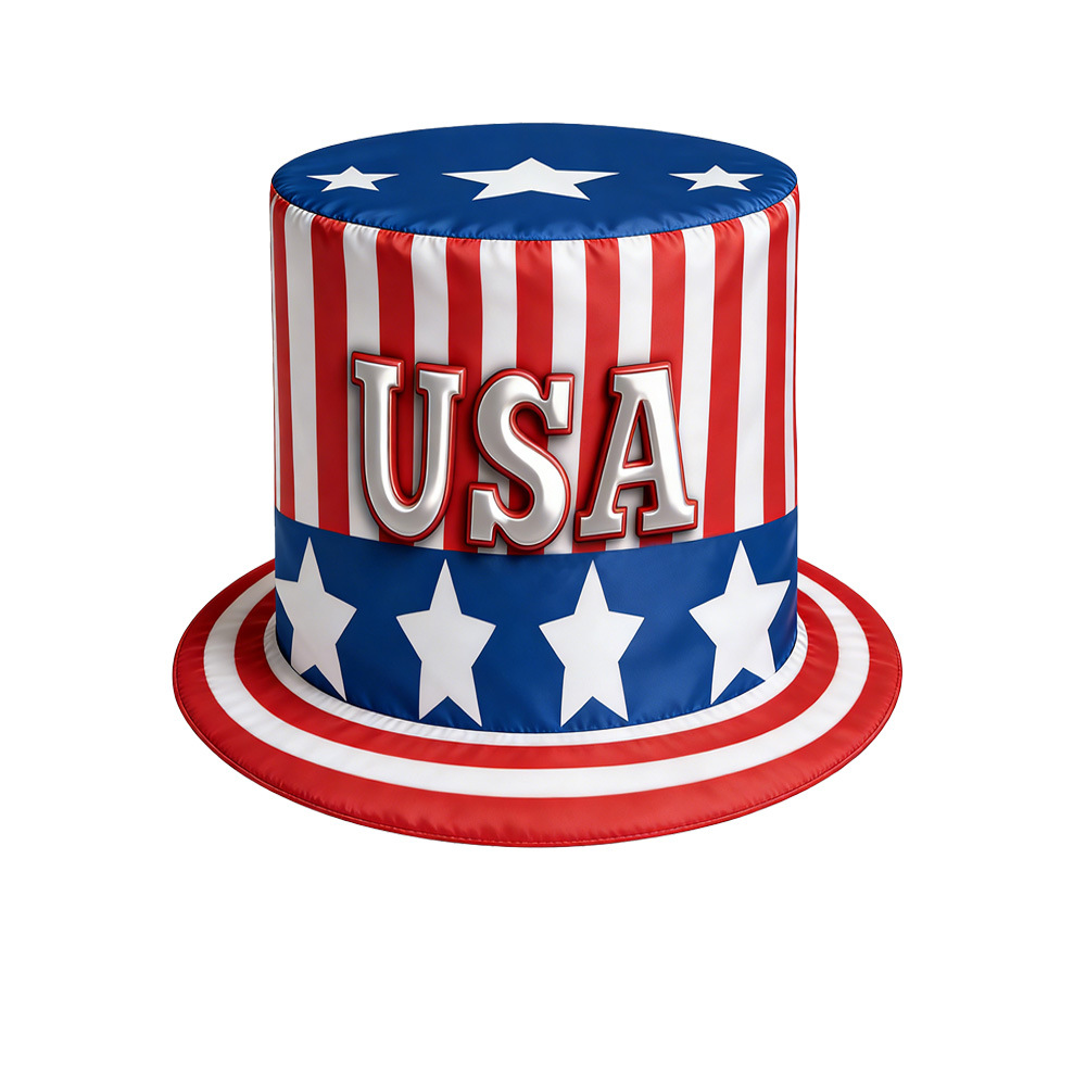 Nuevo sombrero transfronterizo del Día de la Independencia de los Estados Unidos Tío Sam sombrero festivo accesorios de decoración infantil bandera de los Estados Unidos sombrero alto