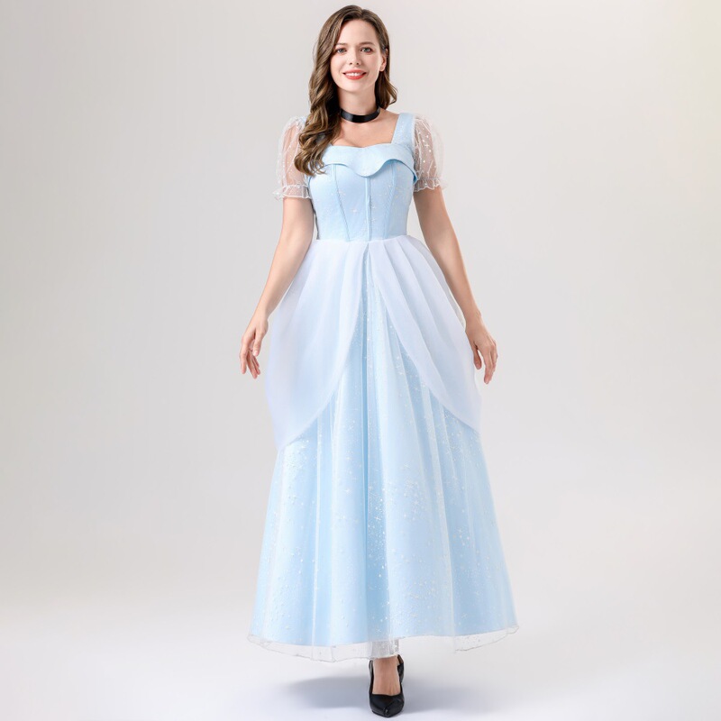 Cross-Border Adult Ladies Dress Cosplay Cinderella Princess Cinderella Cosplay Light Blue Costume Cross-Border Adult Ladies Dress Cosplay Cinderella Princess Cinderella Cosplay Light Blue Costume