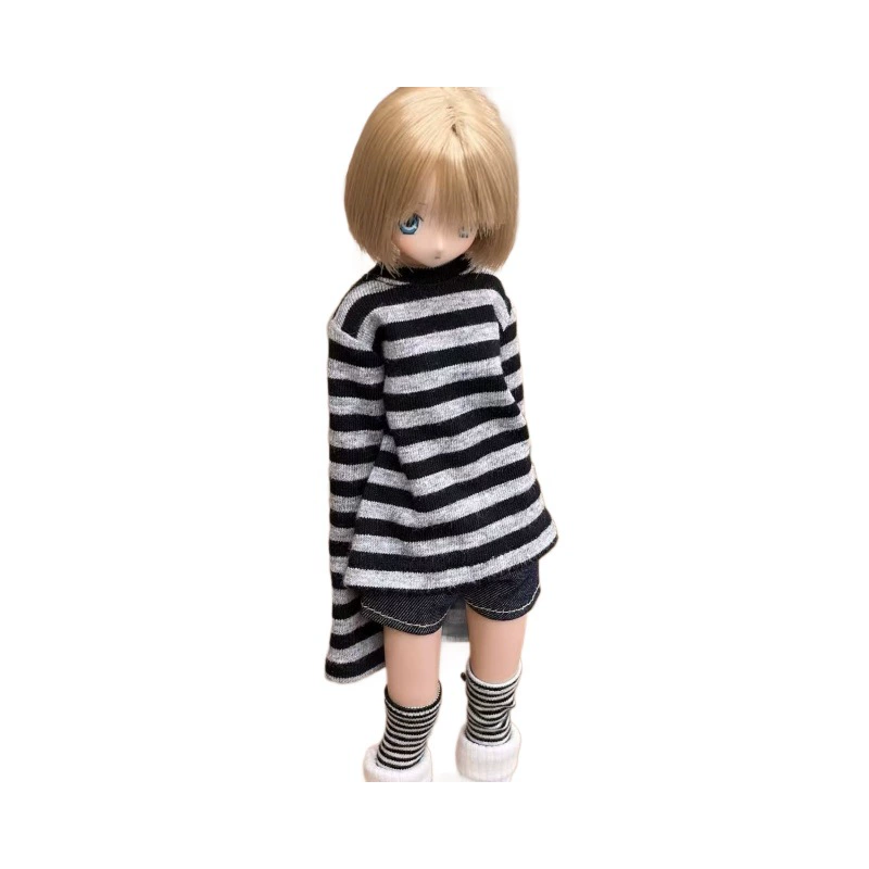 Аzone/ob22/blythe/Xiaoliu детский костюм верх черная полоса на деним шорты костюм Xiaobu повседневный костюм