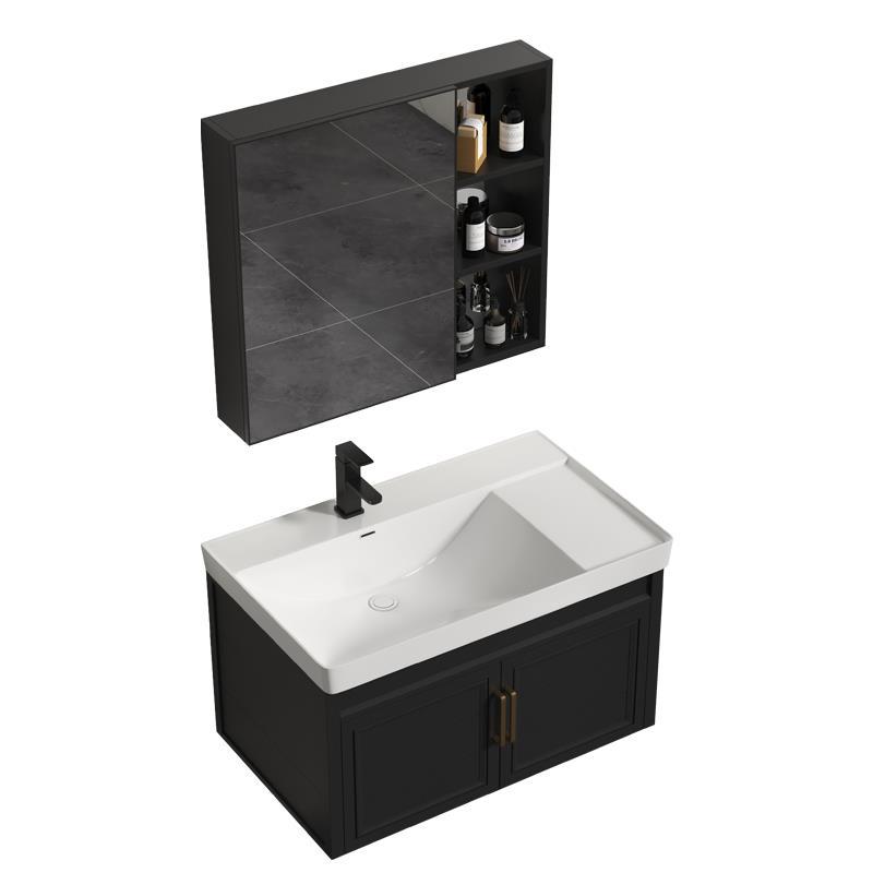Profundo de gran tamaño de aluminio del espacio de baño combinación de gabinete de cerámica integrado lavabo de baño mesa de lavado