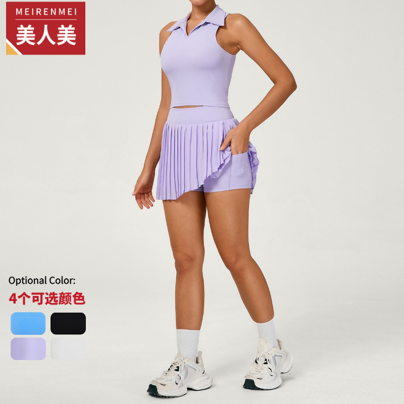 [en stock] verano ocio al aire libre con chaleco deportivo ajustado desnudo para correr tenis fitness ropa de yoga image 3
