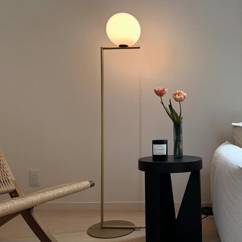French Middle Ancient Ic Floor Lamp Nordic Designer Simple Lights Ball Glass Living Room Bedroom Study Lamp