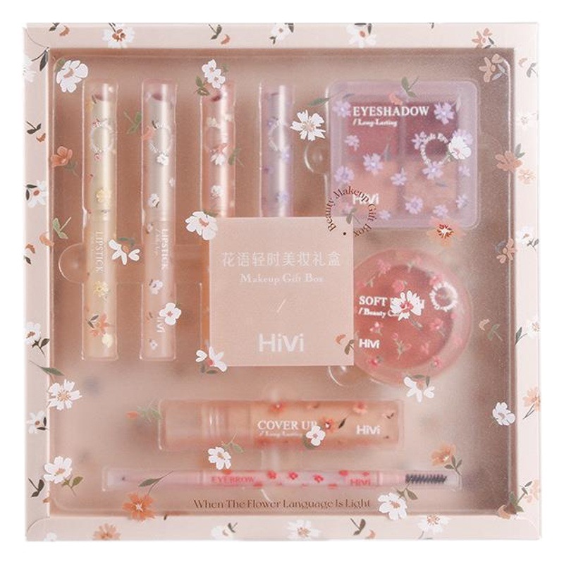 MANSLY flor caja de maquillaje caja de regalo Velvet Lip Glaze lápiz labial 8-piece set regalo de vacaciones para novia esposa