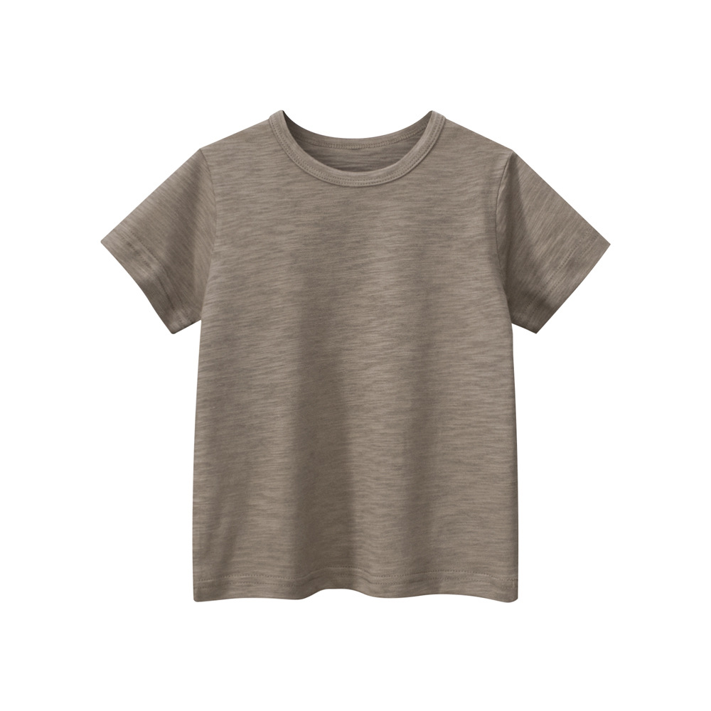 27 niños transfronterizos ropa para niños de primera mano suministro de verano Camiseta de manga corta para niños ropa de niños de bambú color sólido al por mayor