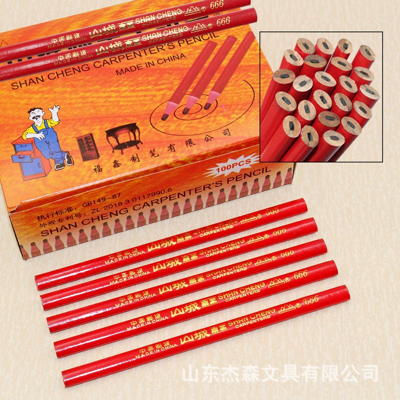 Оптовая продажа чертежных карандашей Shancheng, овальные, черные, для деревообработки, рисования, 777