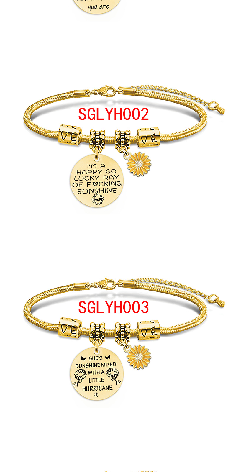 1 Piece Quantity Simple Style Sunflower Letter 201 Stainless Steel Snake Chain Bracelets In Bulk